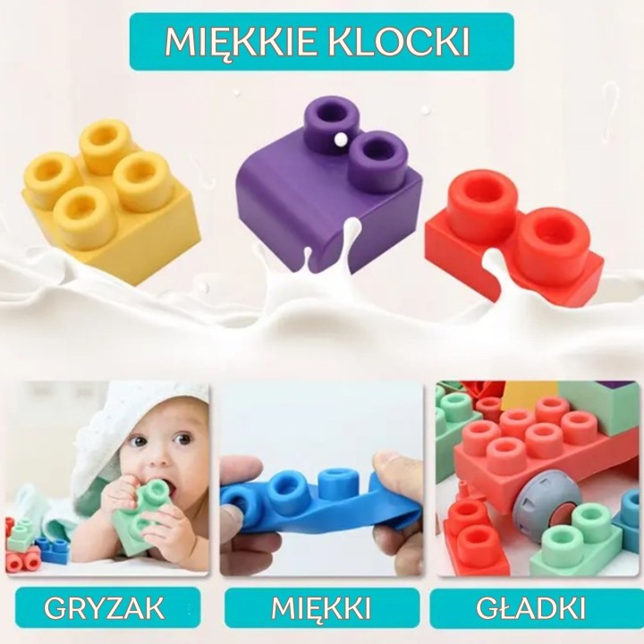 Klocki Konstrukcyjne Pastelowe WOOPIE - Edukacyjna Zabawka