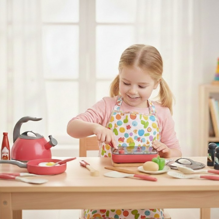 Różowy zestaw kuchenny dla dzieci Woopie - do zabawy w kucharza 30el.