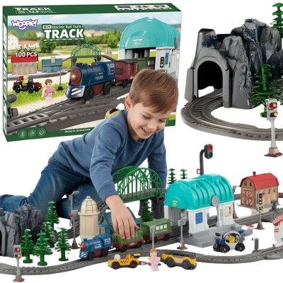 Electric Train with Tracks and Station - Woopie Creative Set