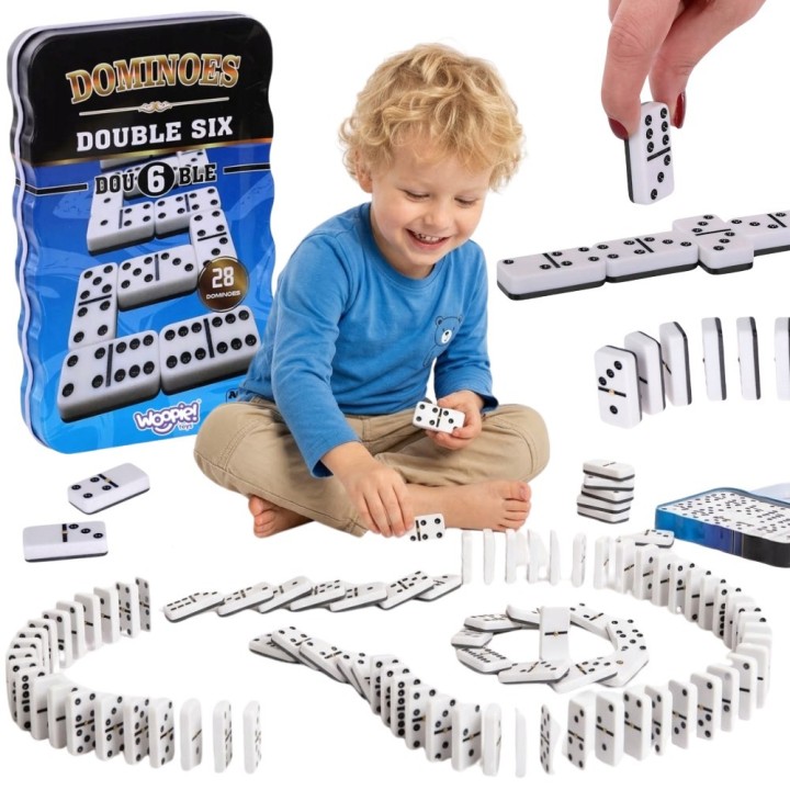 Domino gra edukacyjna logiczna rodzinna w metalowym pudełku - Woopie