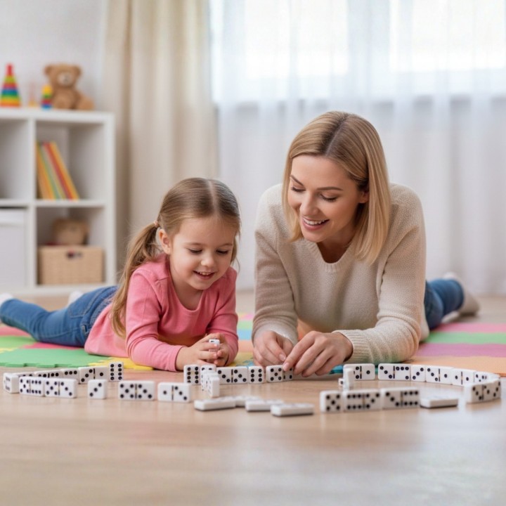 Domino educational logic game for families in a metal box - Woopie