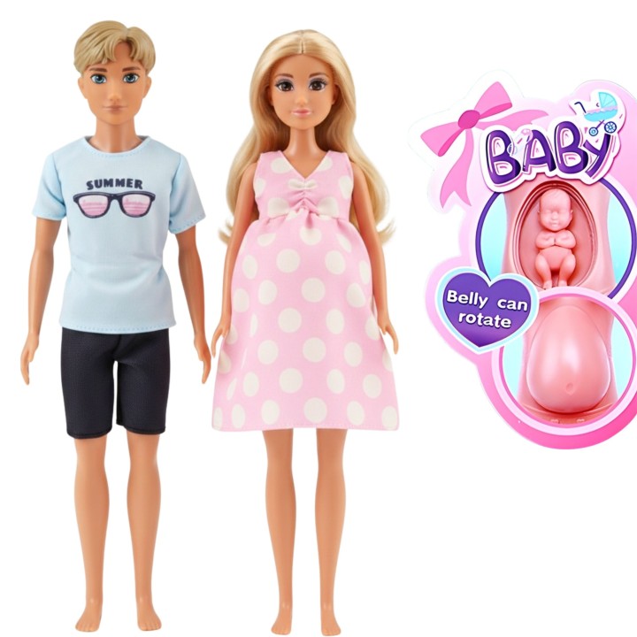 Pregnant Mom Doll with Belly and Dad - Woopie Family Set