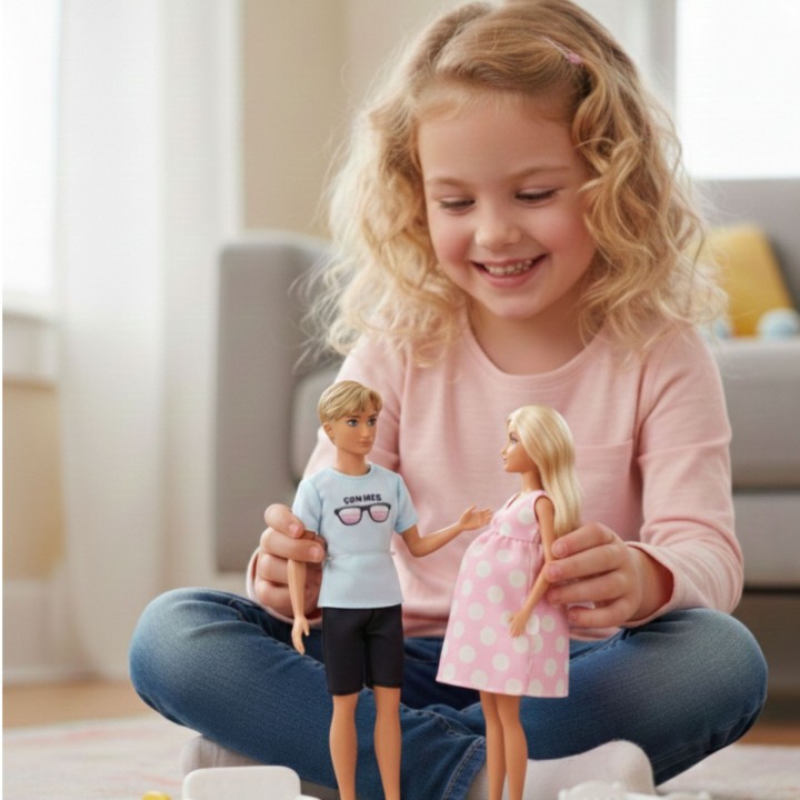Pregnant Mom Doll with Belly and Dad - Woopie Family Set