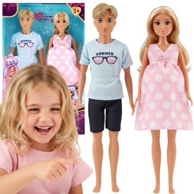 Pregnant Mom Doll with Belly and Dad - Woopie Family Set