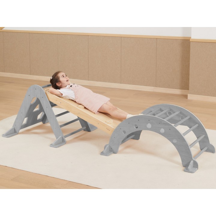 VIGA Wooden Slide and Climbing Wall for Children
