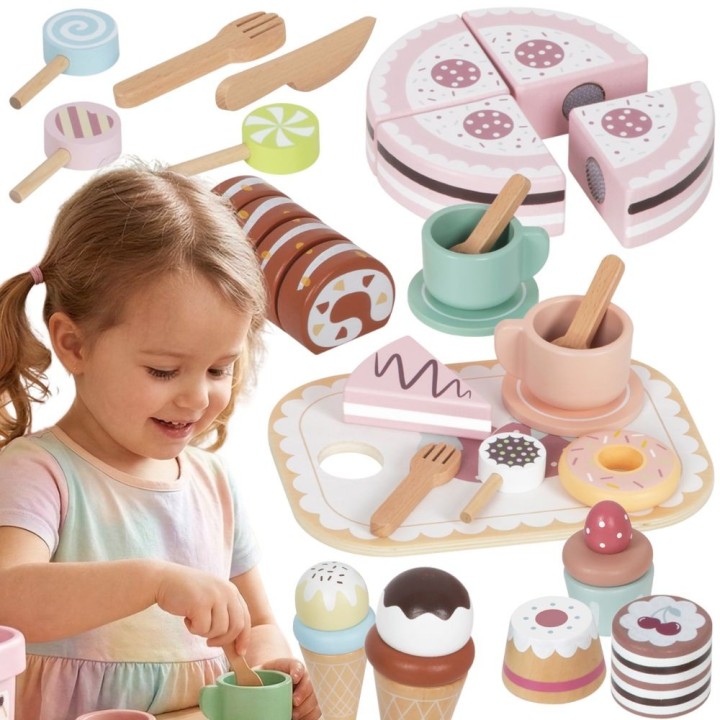 TOOKY TOY Sweet Cake Drewniany Zestaw Słodkości w Pudełku