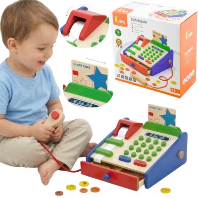 Viga Wooden Cash Register - Playing shop and learning to count