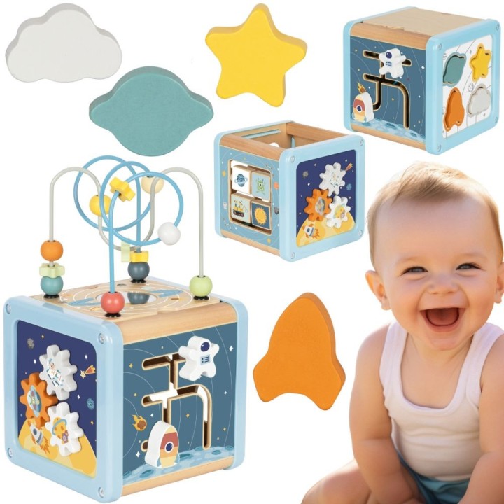Wooden Cube Space Tooky Toy - Educational Sorter Maze 18m+