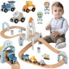 TOOKY TOY Wooden Space Train Track Set