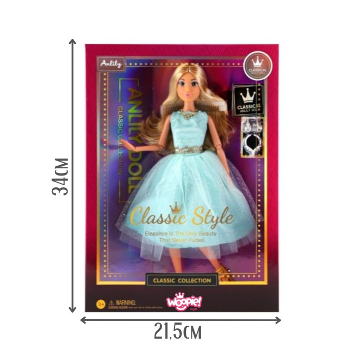 Lily Doll 30 cm Classic Woopie - Turquoise Dress Blonde Hair