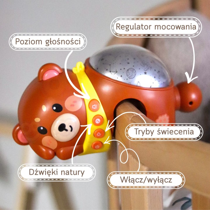 Projektor gwiazd Miś usypiacz dla niemowląt – idealny na noc Woopie
