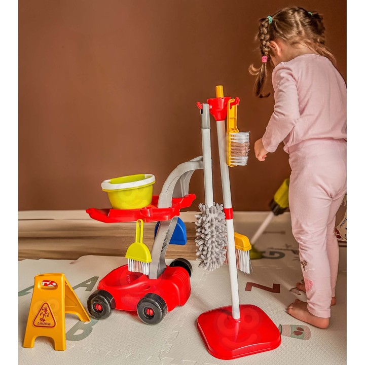 WOOPIE XXL Cleaning Set 3-in-1 Trolley 29 Pieces Red