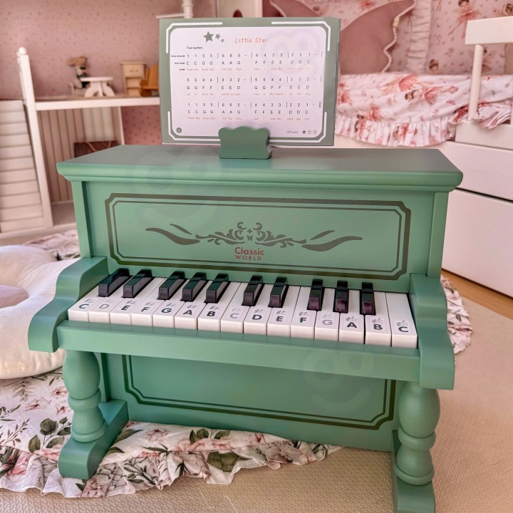 Pianinko Vintage CLASSIC WORLD z książeczką do nauki – zabawa!