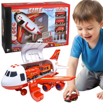 Fire Plane Transporter with Cars and Sounds - WOOPIE