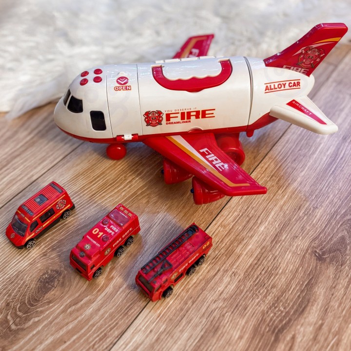 Fire Plane Transporter with Cars and Sounds - WOOPIE
