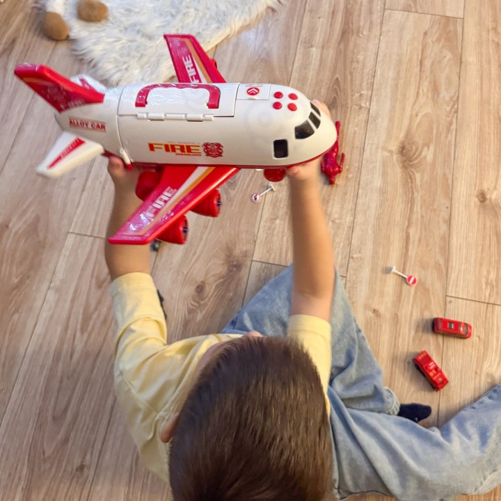 Fire Plane Transporter with Cars and Sounds - WOOPIE