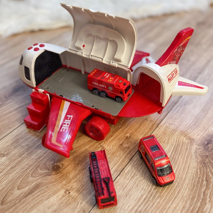 Fire Plane Transporter with Cars and Sounds - WOOPIE