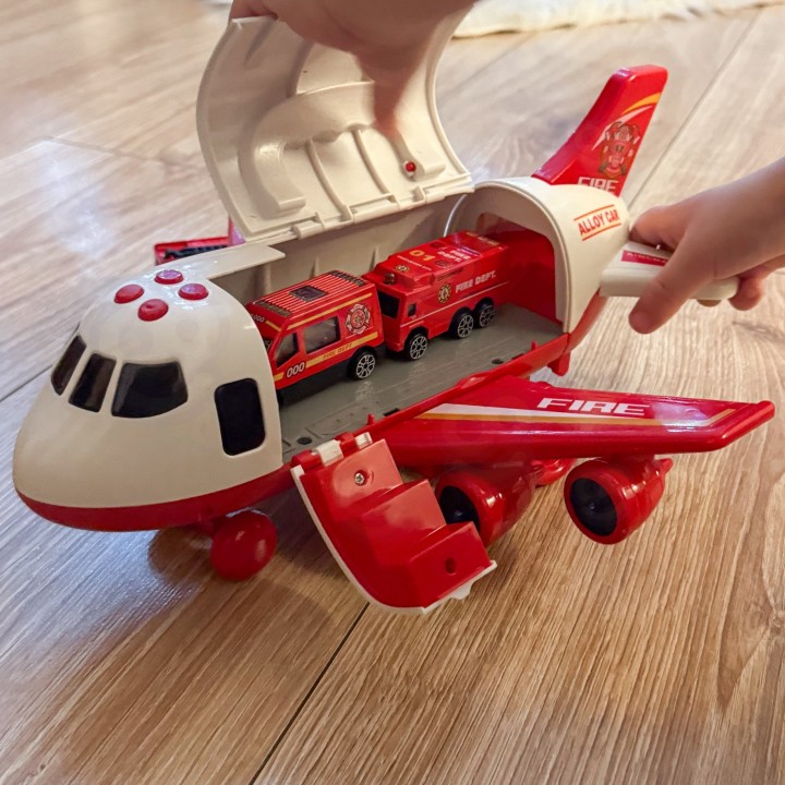 Fire Plane Transporter with Cars and Sounds - WOOPIE