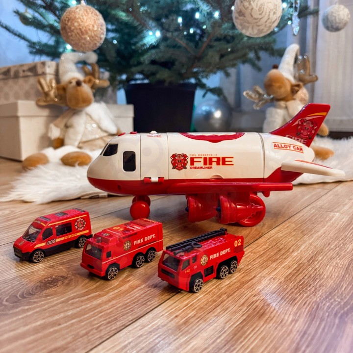 Fire Plane Transporter with Cars and Sounds - WOOPIE