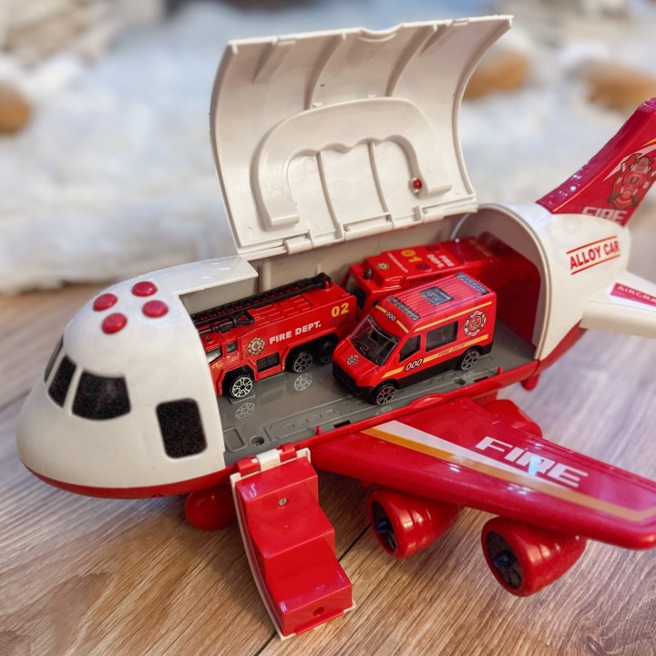 Fire Plane Transporter with Cars and Sounds - WOOPIE