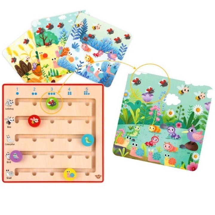 Drewniana Gra Nauka Liczenia Zwierzątka Tooky Toy - Edukacyjna Zabawka
