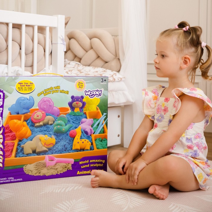 WOOPIE Piasek Kinetyczny 1,2 kg Zestaw XL ZOO z Foremkami