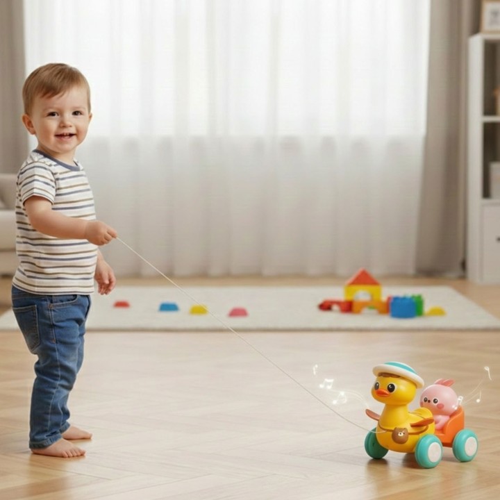 Interactive Pull-Along Duck with Sound and Lights – Woopie