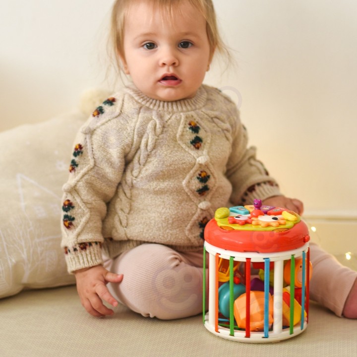 Interactive educational cube WOOPIE - music, sorter, child development