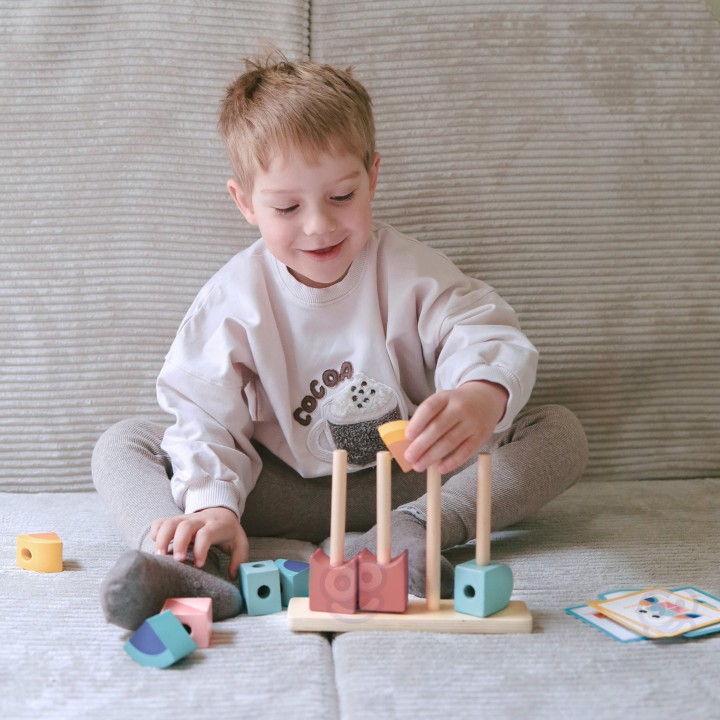 Montessori Wooden Puzzle Crab Tooky Toy - Colorful Block Stacks