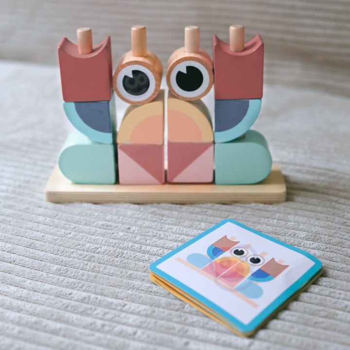 Montessori Wooden Puzzle Crab Tooky Toy - Colorful Block Stacks