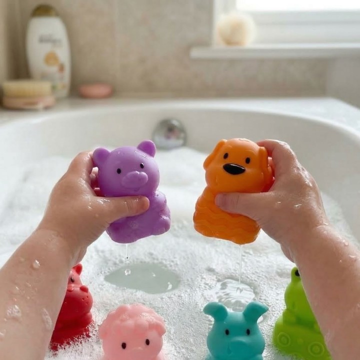Miękkie Zwierzątka Sensoryczne do Kąpieli WOOPIE -Gumowe Zabawki 6 szt