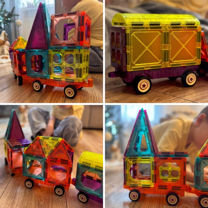 Woopie Train Magnetic Blocks - Building Vehicles 71 Pieces