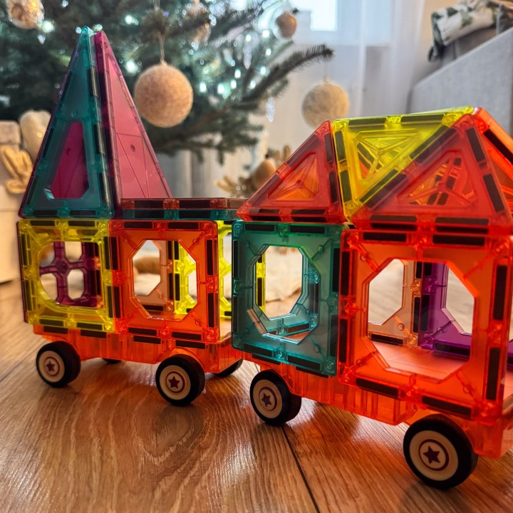 Woopie Train Magnetic Blocks - Building Vehicles 71 Pieces