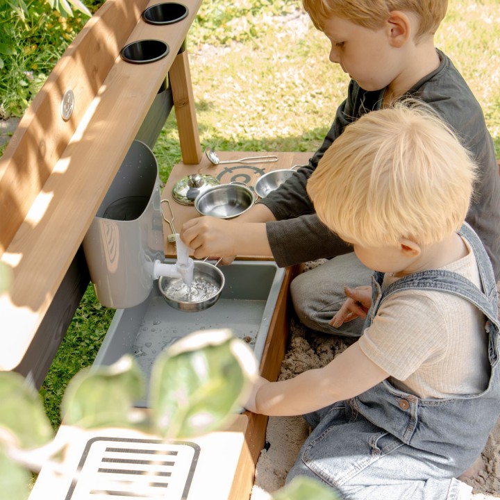 Wooden Sandbox Ship with Roof and Mud Kitchen - fun with AXI