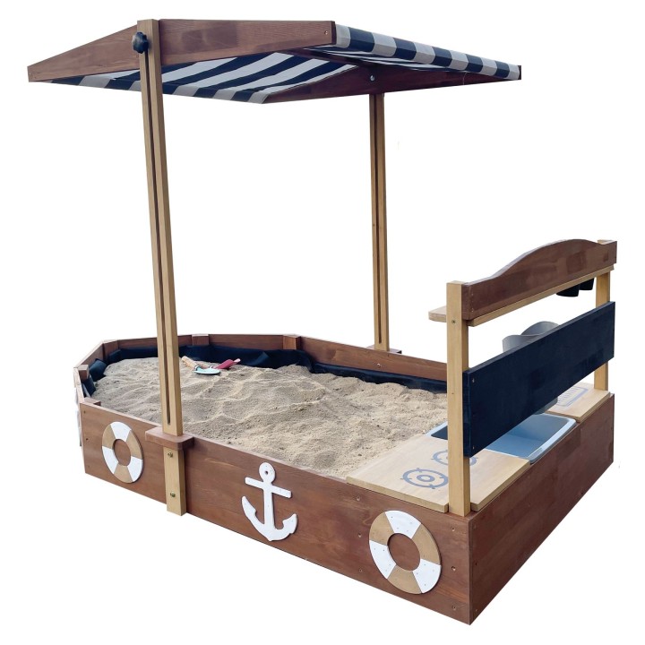 Wooden Sandbox Ship with Roof and Mud Kitchen - fun with AXI