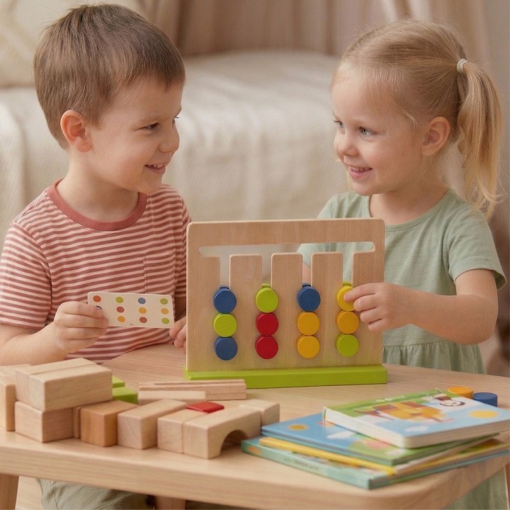 Drewniana Gra Logiczna Trening Bystrzaka Tooky Toy- Montessori 3+