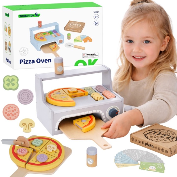 Drewniany Piec do Pizzy Tooky Toy- Zestaw Kuchnia Akcesoria dla Dzieci