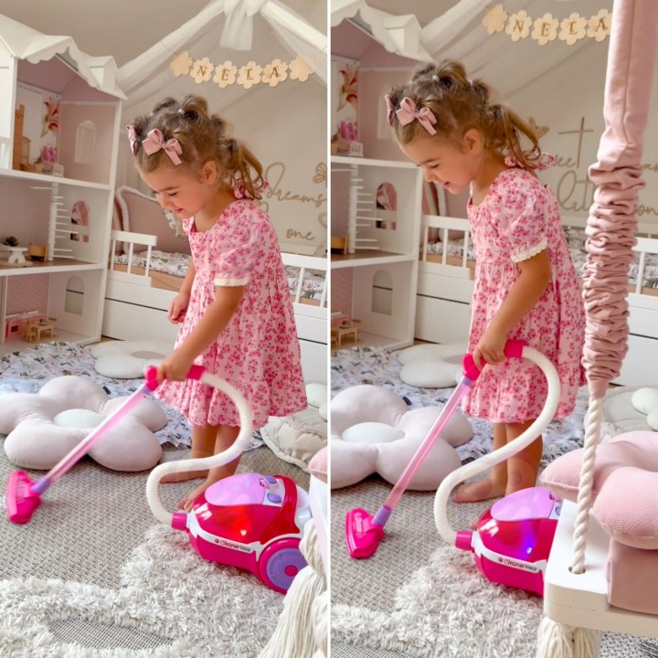 WOOPIE Pink Vacuum Cleaner for Kids with Suction Function