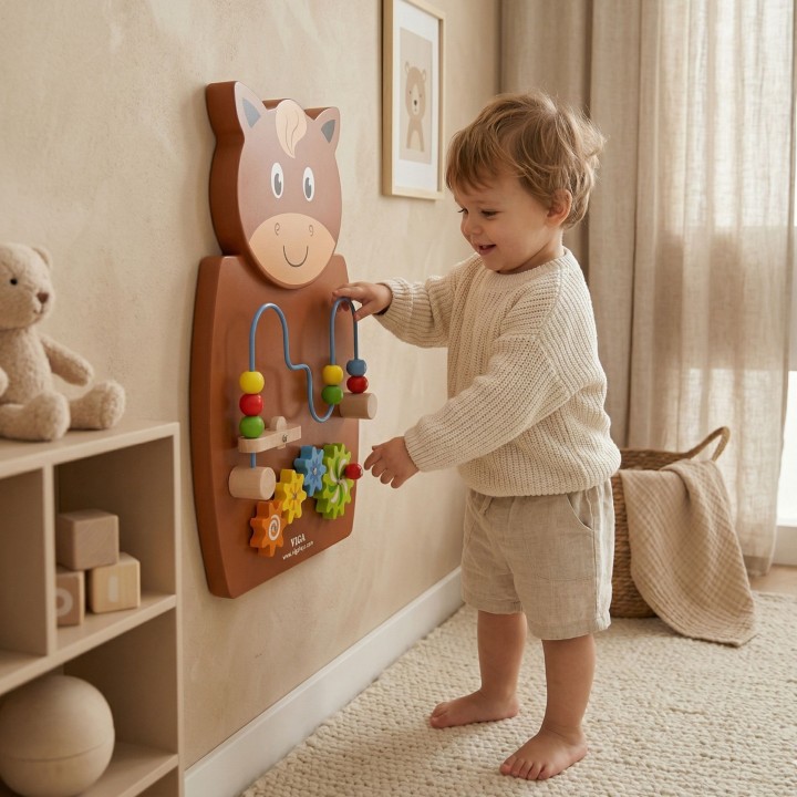 Drewniana Tablica Manipulacyjna Konik VIGA - Certyfikat FSC Montessori
