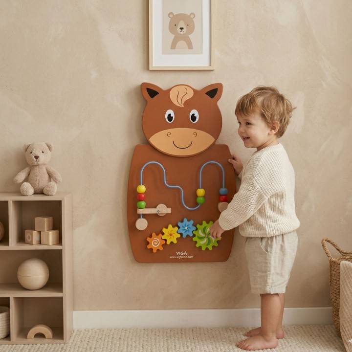 Drewniana Tablica Manipulacyjna Konik VIGA - Certyfikat FSC Montessori
