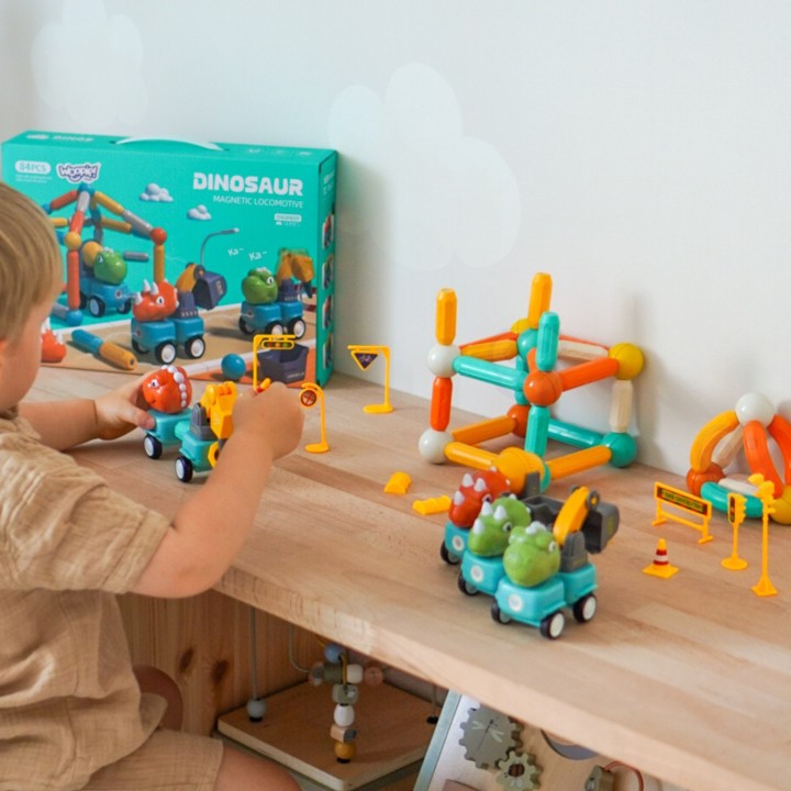 WOOPIE Dinosaurs Magnetic Blocks 84 pcs – Creative fun!
