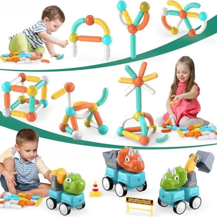 WOOPIE Dinosaurs Magnetic Blocks 84 pcs – Creative fun!