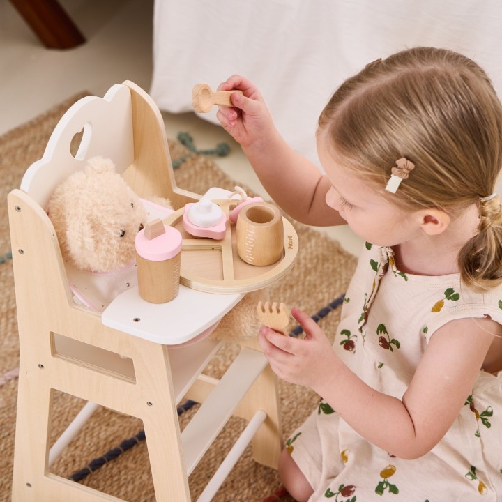 Doll feeding set - wooden, pastel, cute VIGA