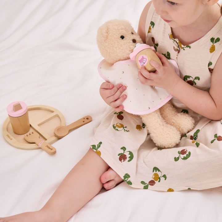 Doll feeding set - wooden, pastel, cute VIGA