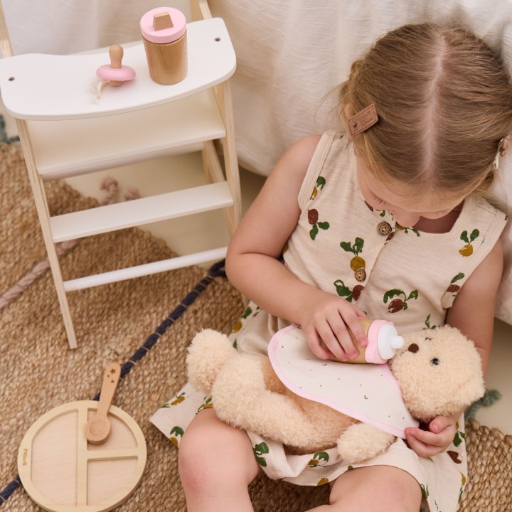 Doll feeding set - wooden, pastel, cute VIGA