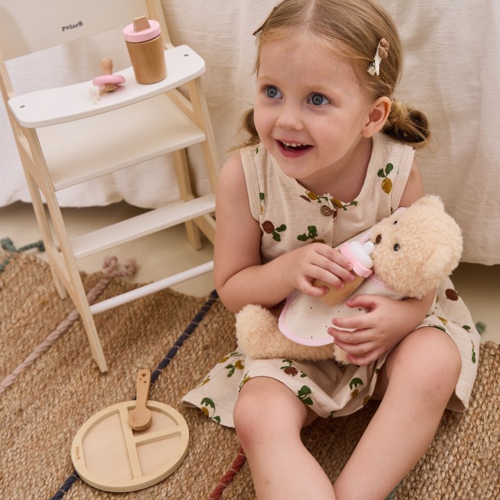 Doll feeding set - wooden, pastel, cute VIGA