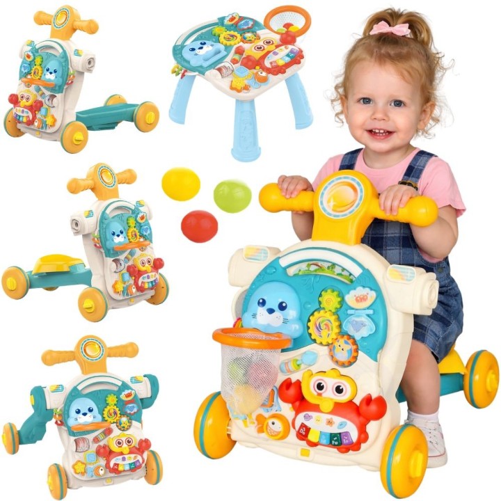 WOOPIE BABY 4w1: Pchacz, Chodzik, Stolik Edukacyjny, Hulajnoga