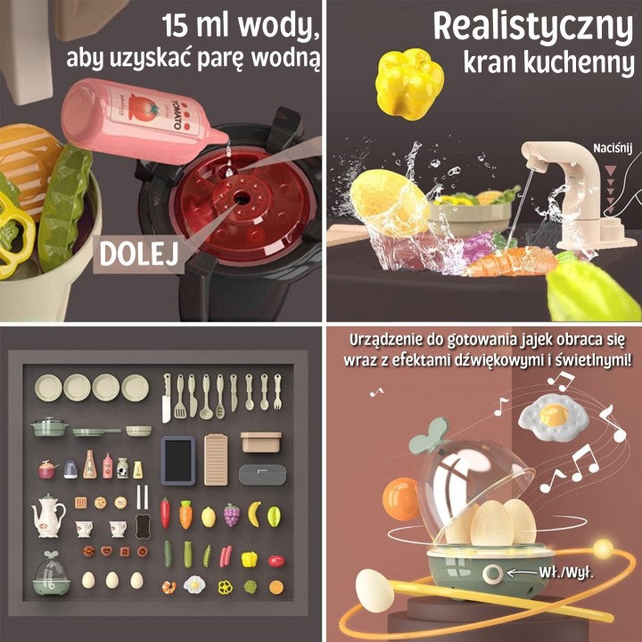 WOOPIE Interaktywna Kuchnia z Parą i Kranem 88 el. - Sklep