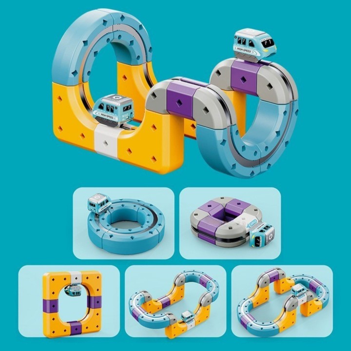 Woopie STEM Magnetic Train Track Attraction Effect 54 pcs.
