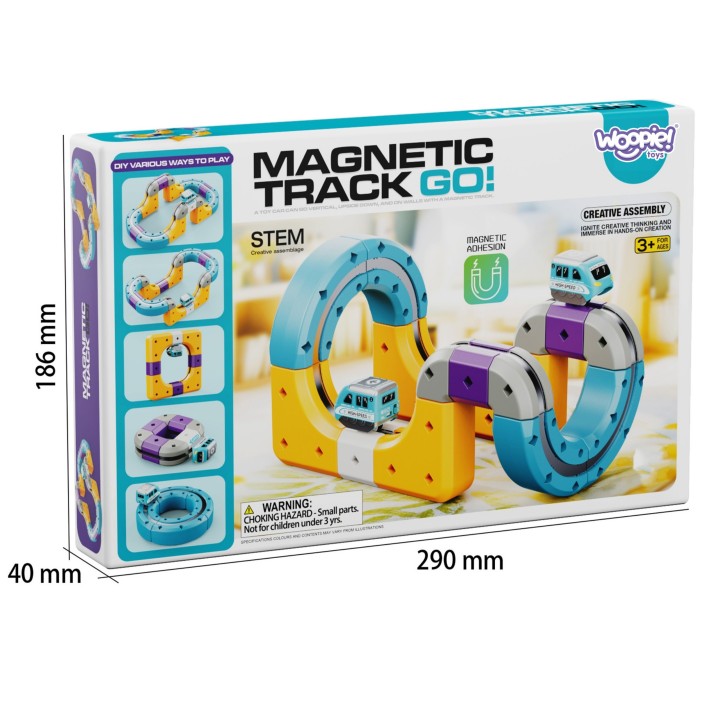 WOOPIE Zestaw Konstrukcyjny Magnetyczny Tor Kolejowy 38 el.
